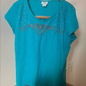 Ariat Turquoise Embellished Short Sleeve Tee
